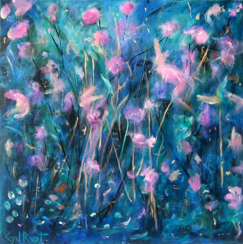 FAIRY WHISPERS ©Cyd Rust: 24" x 24" Acrylic Painting on Gallery Wrapped Canvas