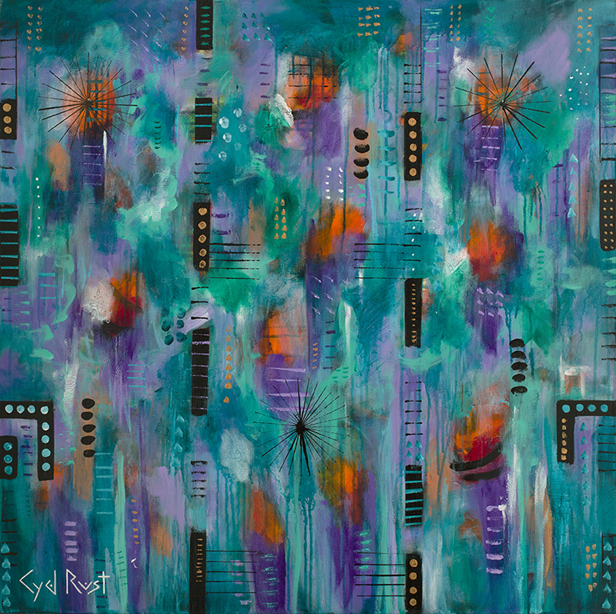 IT'S WRITTEN IN THE STARS ©Cyd Rust: A 36" x 36" Acrylic Painting on Gallery Wrapped Canvas