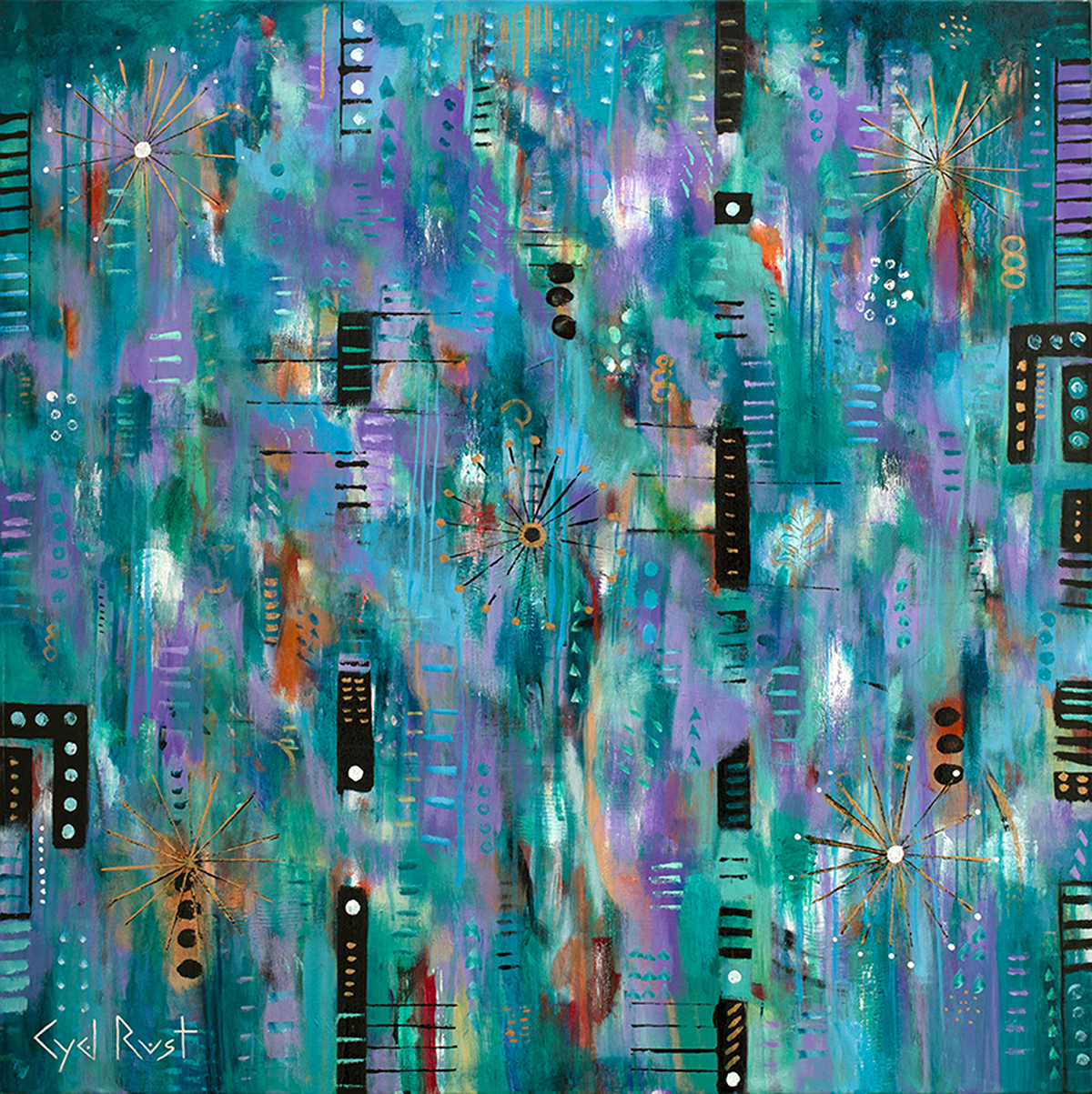 SEEING SPOTS ©Cyd Rust: A 36" x 36" Acrylic Painting on Gallery Wrapped Canvas