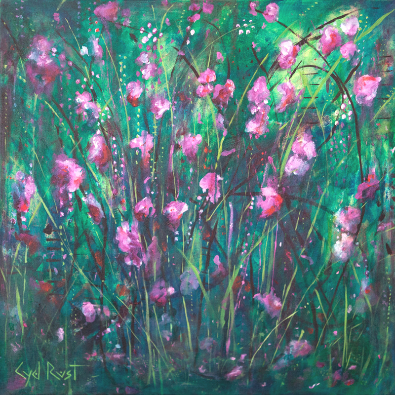 WOODLAND SPRING ©Cyd Rust: 24" x 24" Acrylic Painting on Gallery Wrapped Canvas