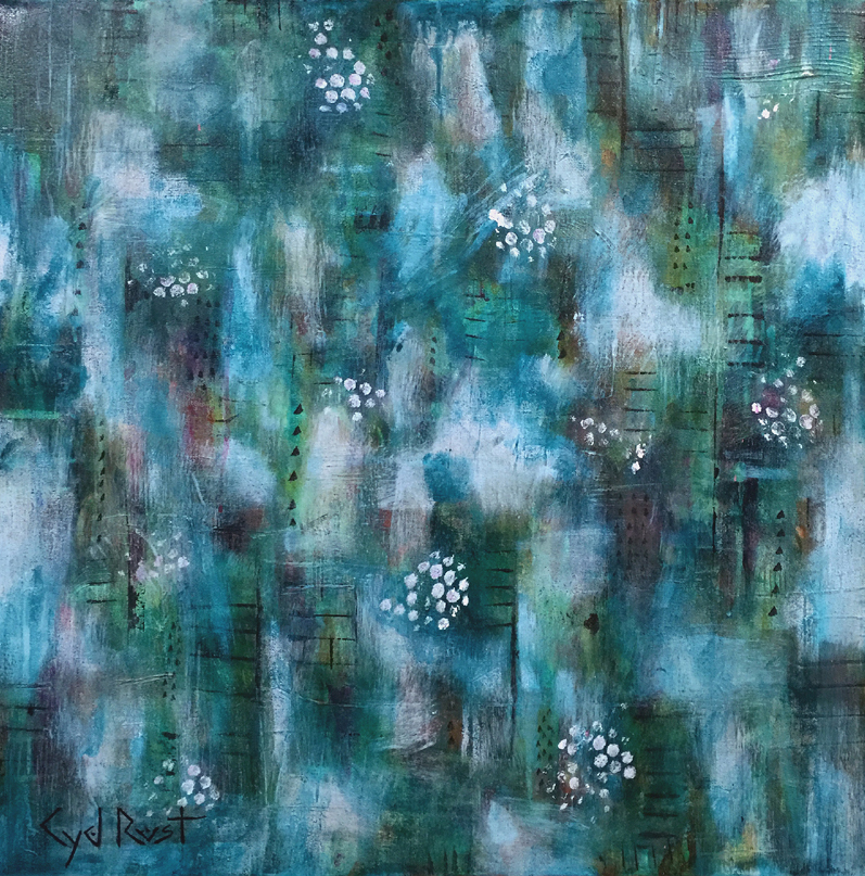 SNOW IN SUMMER ©Cyd Rust: 24" x 24" Acrylic Painting on Gallery Wrapped Canvas