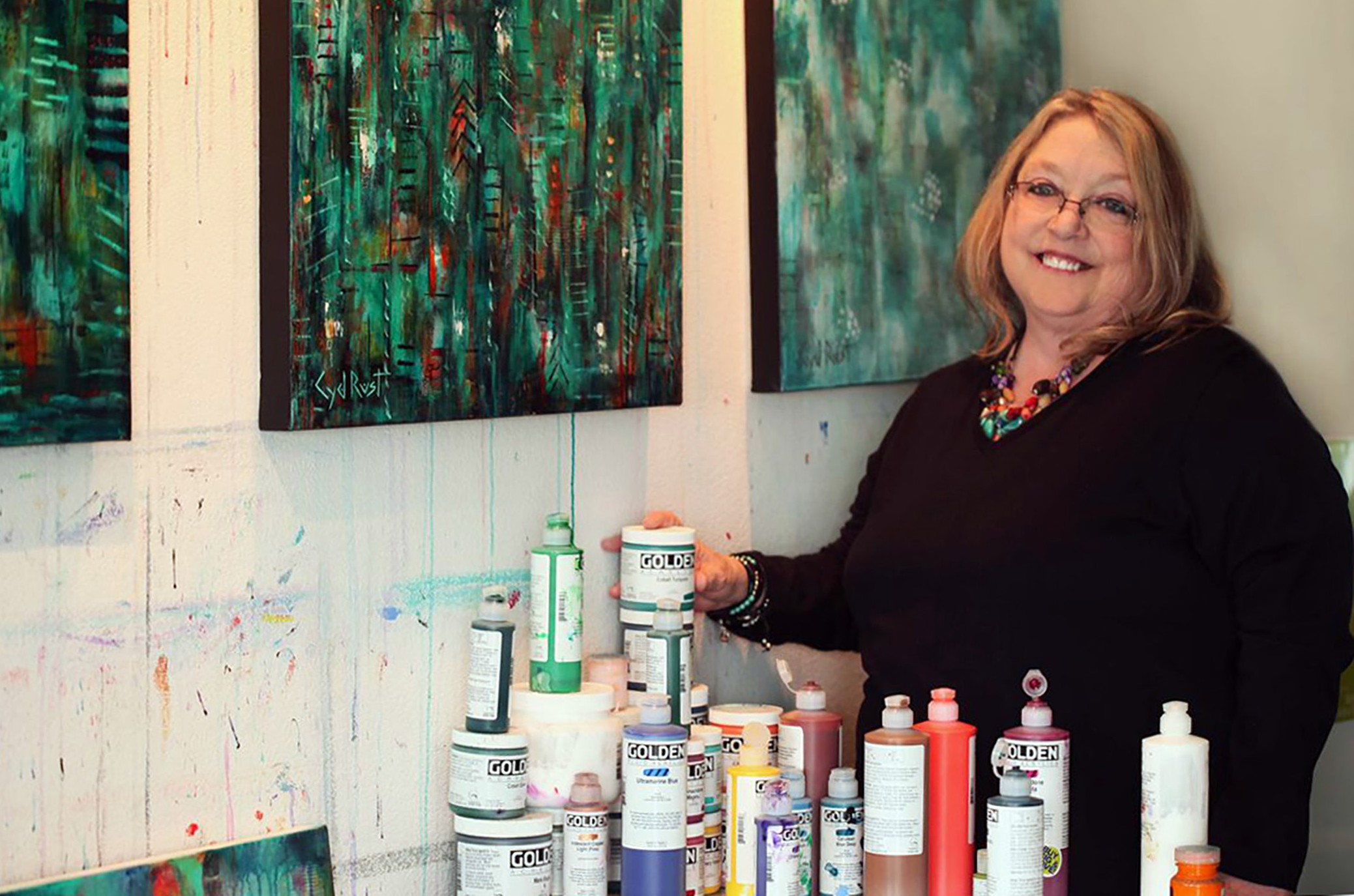 Cyd Rust in her studio