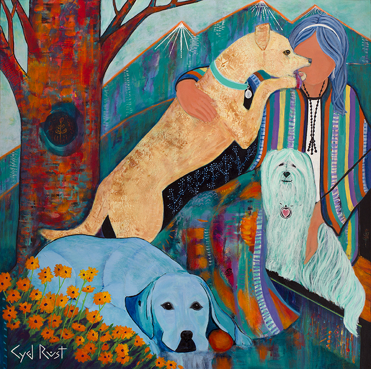 LIFE: LOVE UNCONDITIONALLY ©Cyd Rust: A 36" x 36" Acrylic Painting on Gallery Wrapped Canvas