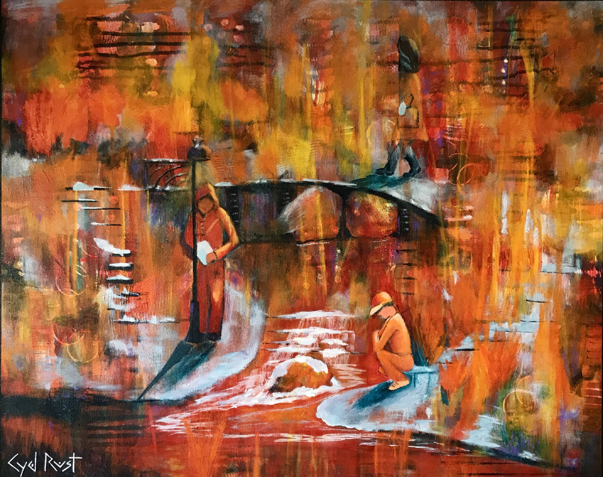 RIVER WALK ©Cyd Rust: A 24" x 30" Acrylic Painting on Gallery Wrapped Canvas