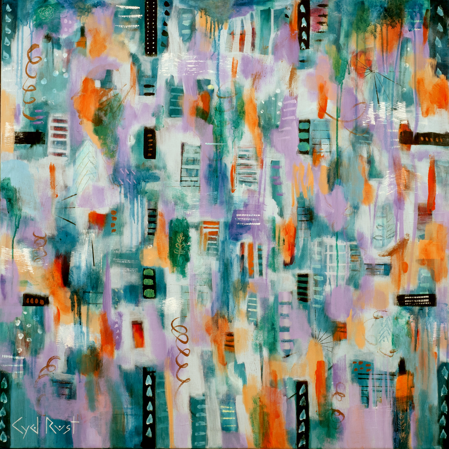 COMING INTO FOCUS ©Cyd Rust: A 36" x 36" Acrylic Painting on Gallery Wrapped Canvas